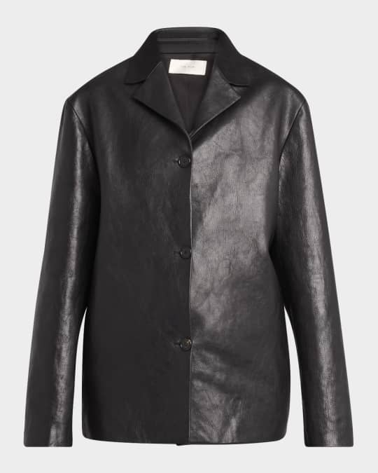 THE ROW Fabian Leather Single-Breasted Jacket | Neiman Marcus