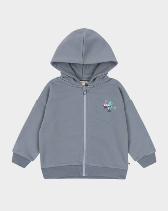 Girl's Lou Sequin Stars Hoodie, Size 9M-10