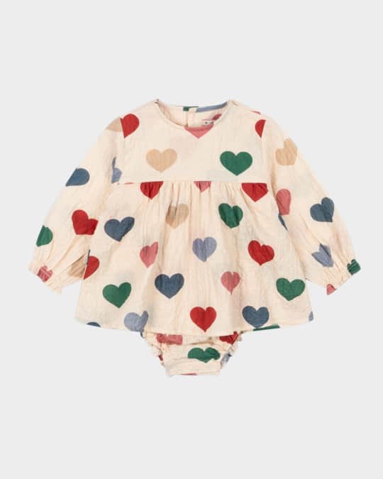 Girl's Elin Multicolor Heart-Print Dress, Size 3M-18M