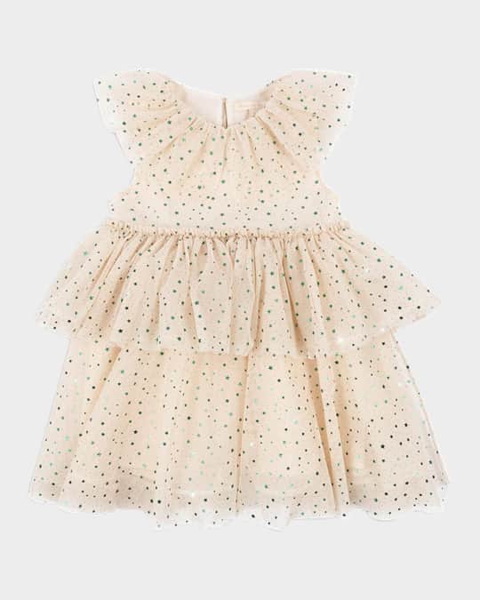 Girl's Fairy Tulle Micro-Star-Print Dress, Size 2-10