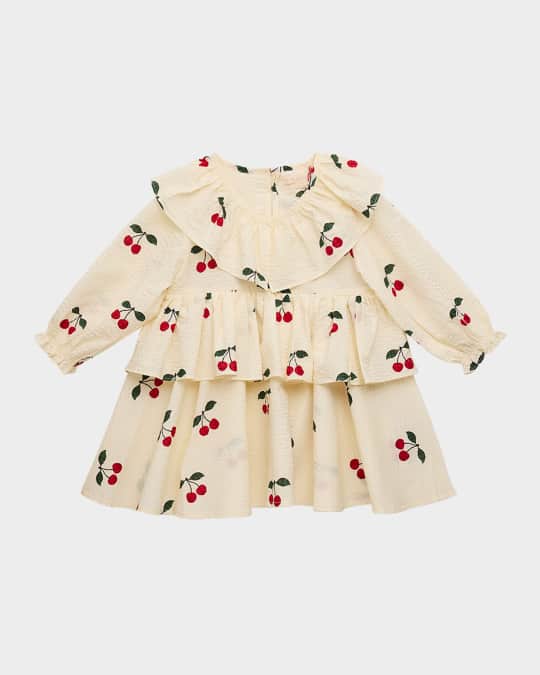 Girl's Lunella Cherry-Print Tiered Dress, Size 18M-10