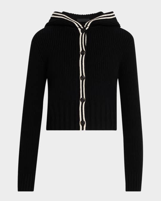 Merino Wool-Blend Hooded Cardigan