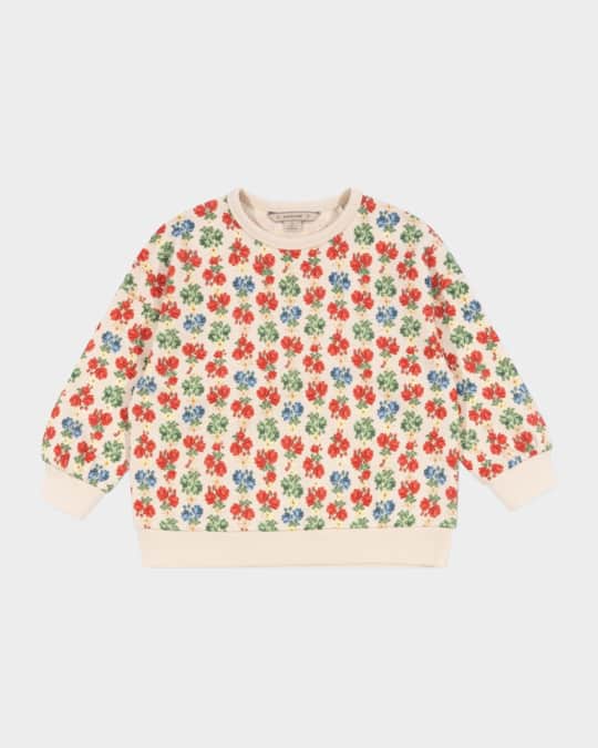 Girl's Lou Floral-Print Sweatshirt, Size 9M-10