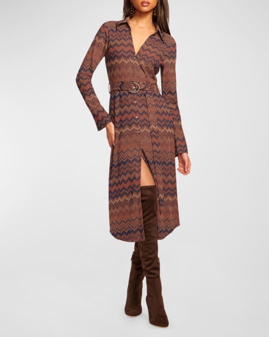 Lydia Metallic Chevron-Knit Midi Dress
