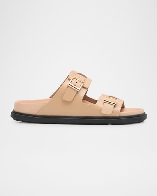BIRKENSTOCK St Barths Leather Dual Buckle Slide Sandals | Neiman