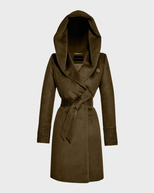 Sentaler Mid-Length Hooded Wrap Baby Alpaca Wool Coat Neiman Marcus
