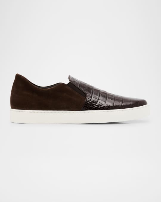 Men's Nadores Croc-Effect Slip-On Sneakers