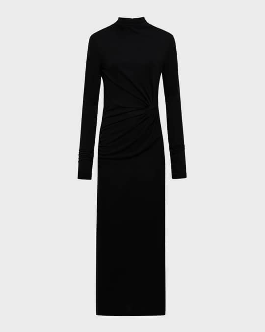Sonja Ruched Mock-Neck Midi Dress