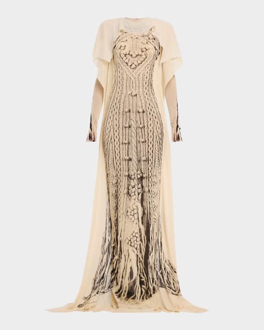 Jean Paul Gaultier Trompe L'oeil Aran Knit Printed Mesh Maxi Dress | Neiman  Marcus
