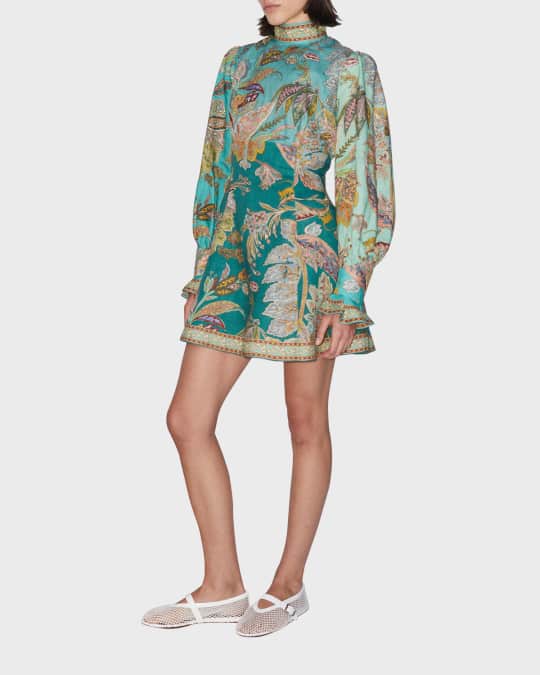 ALEMAIS Franca Long-Sleeve Mini Dress | Neiman Marcus
