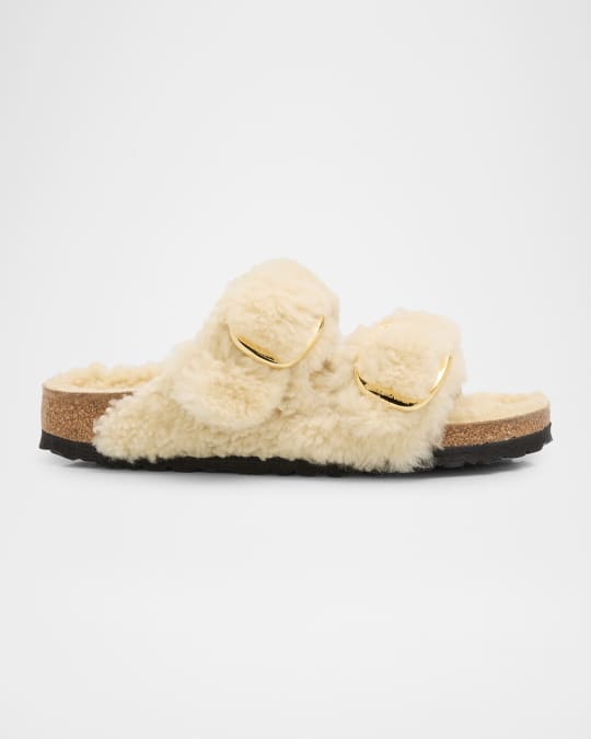 BIRKENSTOCK Arizona Teddy Shearling Dual Buckle Sandals | Neiman