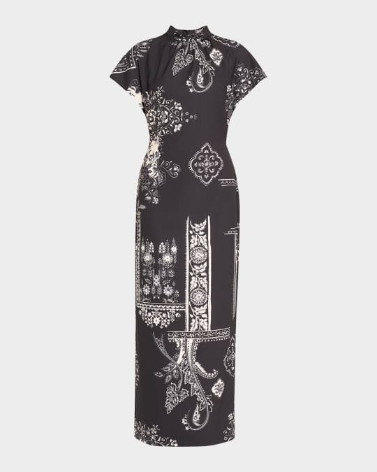 Stella Printed Short-Sleeve Maxi Dress