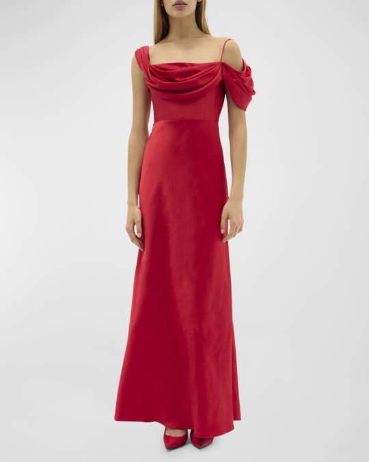 Rachel Gilbert Sawyer Draped One-Shoulder Gown | Neiman Marcus