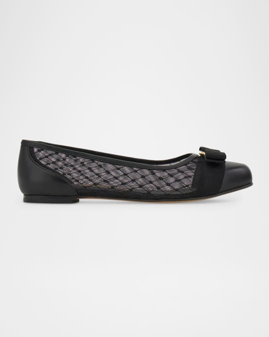 Ferragamo Varina Mesh Bow Ballerina Flats | Neiman Marcus