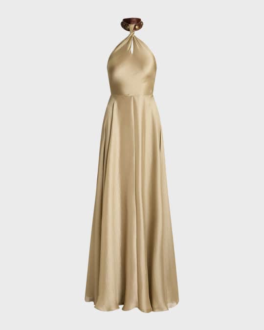 princess polly baby blue dress Ralph Lauren Collection Sherri Metallic Gauze Evening Dress
