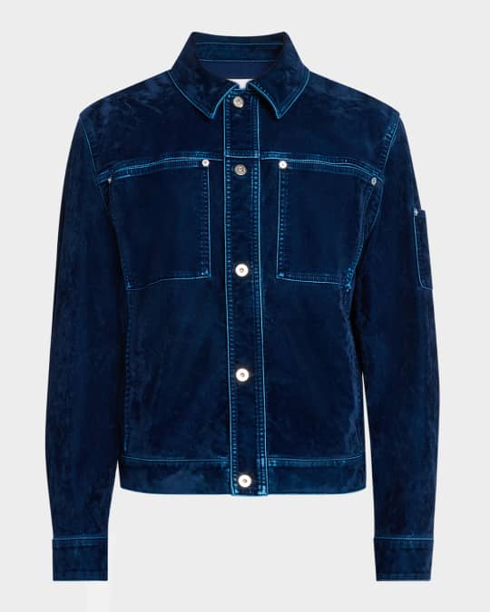 Ferragamo Men's Flocked Velvet Denim Jacket | Neiman Marcus