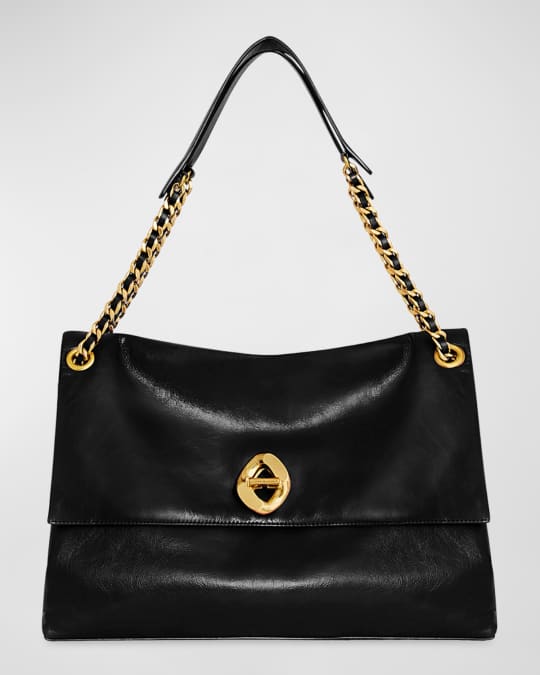 G Large Flap Leather Shoulder Bag