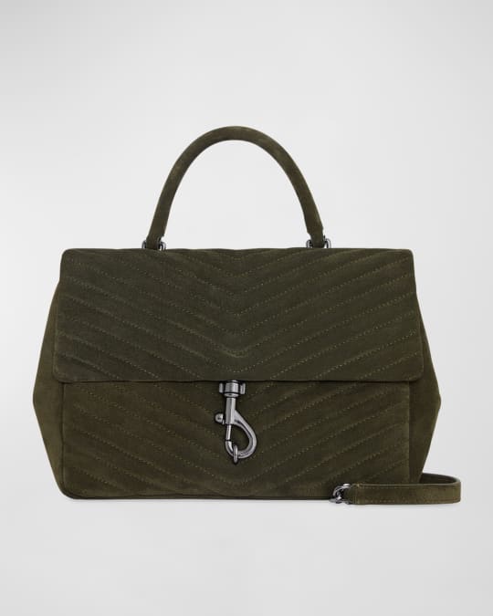 Edie Large Quilted Suede Shoulder Bag
