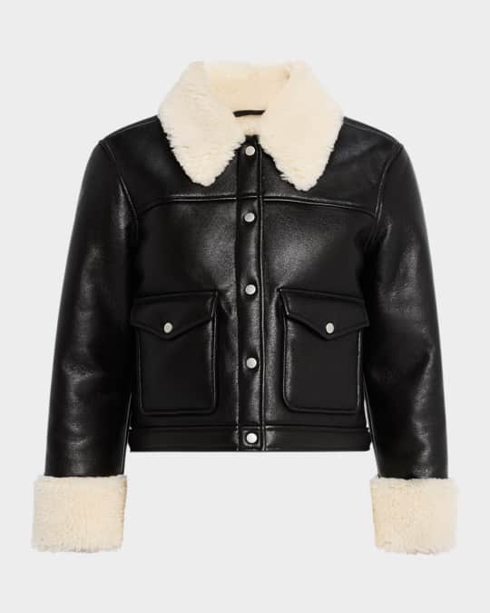Imani Faux Leather Jacket with Shearling Trim