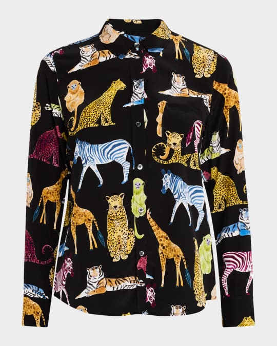 Kate Illustrated Animals Button-Front Shirt 