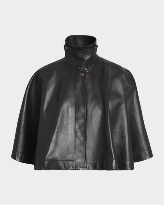 Soft Napa Leather Capelet Jacket