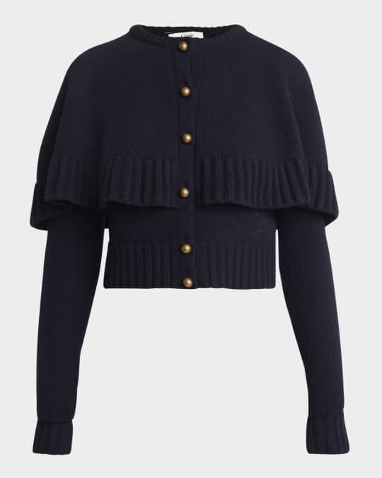 Chloe Denim Blue Cashmere Crop Cardigan S