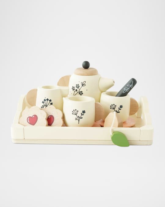 12-Piece Wooden Tea Set & Tray 