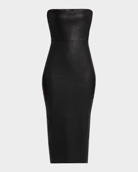 chinese dress ladies Emela Black Leather Dress
