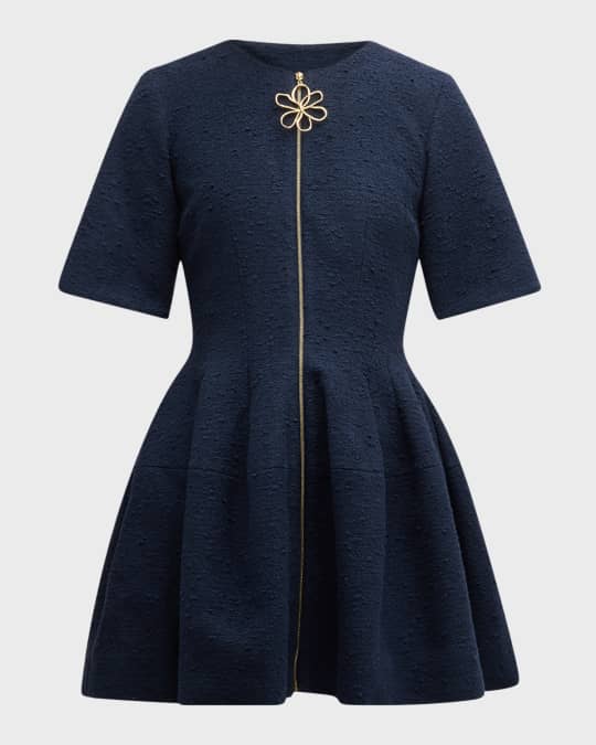 【最終価格】W FRONT WOOL DRESS ネイビー　38 Oscar de la Renta Zip Front Wool Tweed Mini Dress | Neiman Marcus