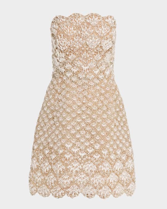 strapless open back dress Palm Leaves Silk Twill Cocktail Dress main image 1