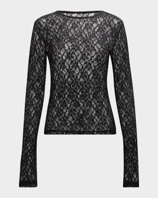 Crewneck Mesh Lace Tee
