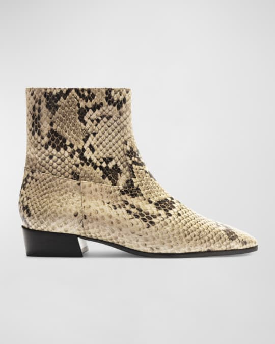 Schutz Helena Snake-Embossed Zip Ankle Booties | Neiman Marcus