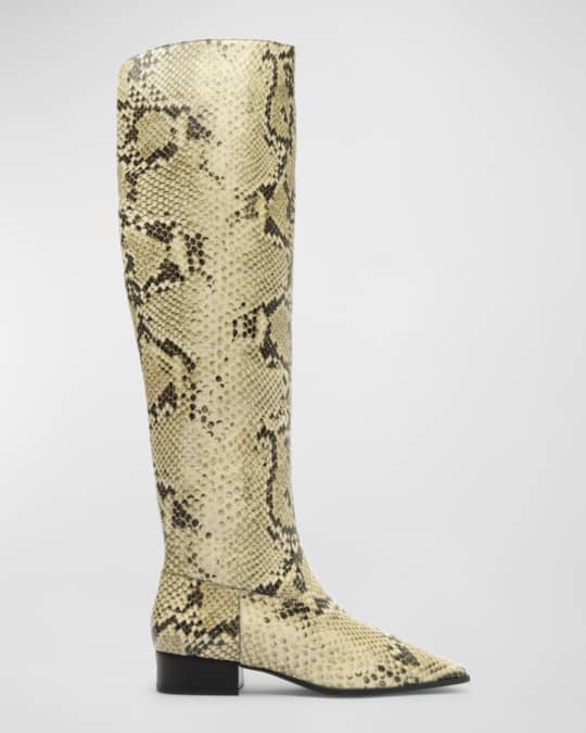 Schutz Helena Snake-Embossed Over-The-Knee Boots Neiman Marcus
