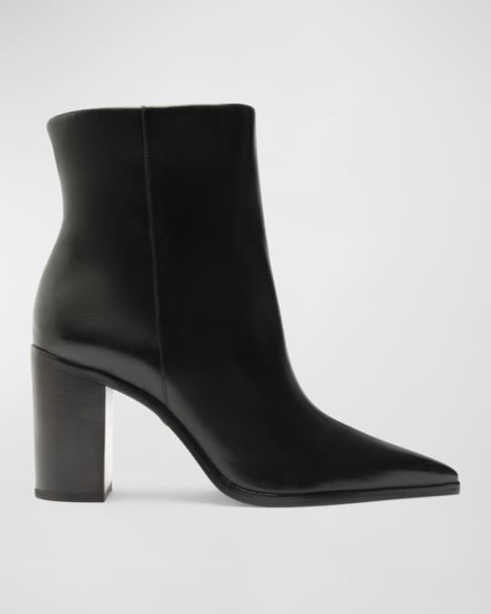 Mikki Leather Block-Heel Booties