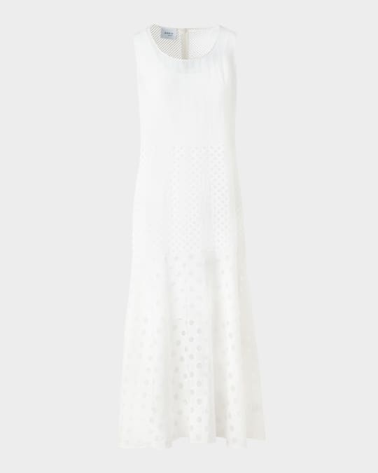 Akris punto Polka Dot Organzino Sleeveless Midi Dress | Neiman Marcus