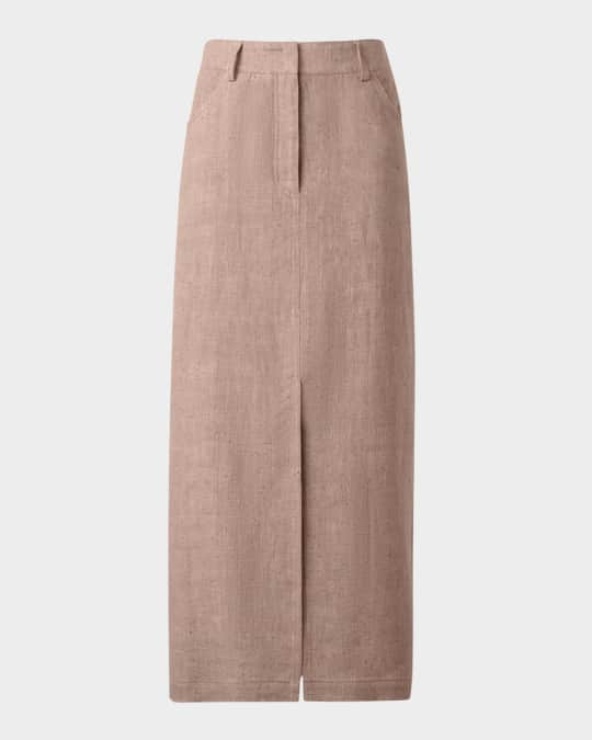 Washed Raw Linen Maxi Skirt