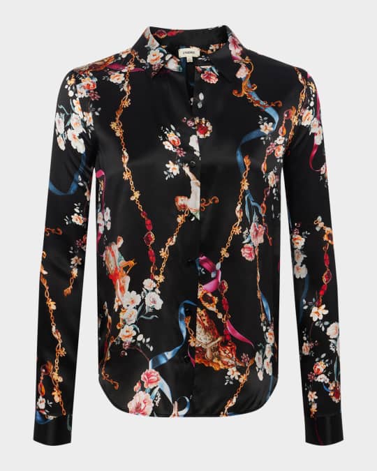 Tyler Floral Silk Button-Front Blouse