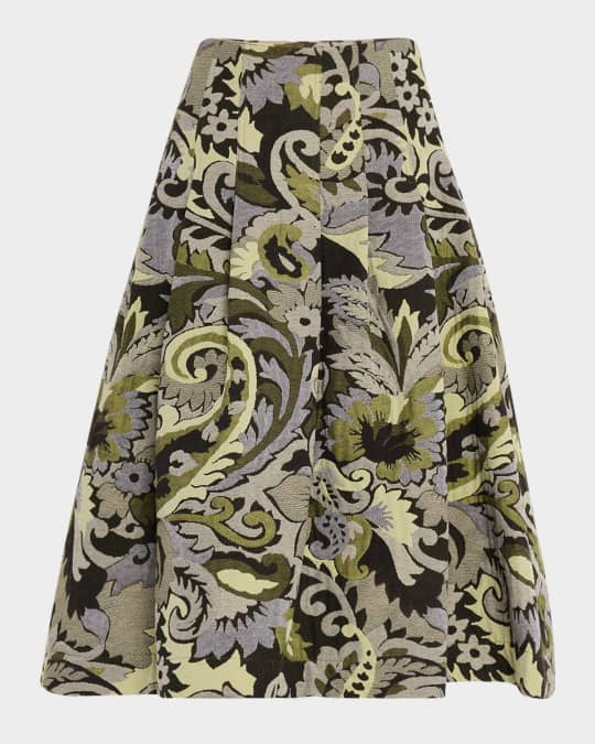 Shinrin Pleated Paisley Jacquard Skirt