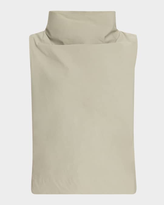 Sleeveless Funnel-Neck Taffeta Top