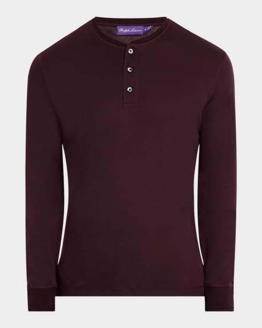 Ralph Lauren Purple Label Men's Interlock Henley Shirt | Neiman Marcus