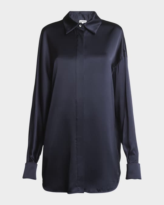 Oversized Silk Button-Down Shirt