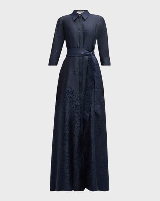 Metallic Jacquard Shirt Gown