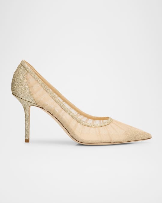 【bibi】JIMMY CHOO Agnes 85mm グリッターチュール Jimmy Choo Love 85mm Glitter Tulle Pumps | Neiman Marcus