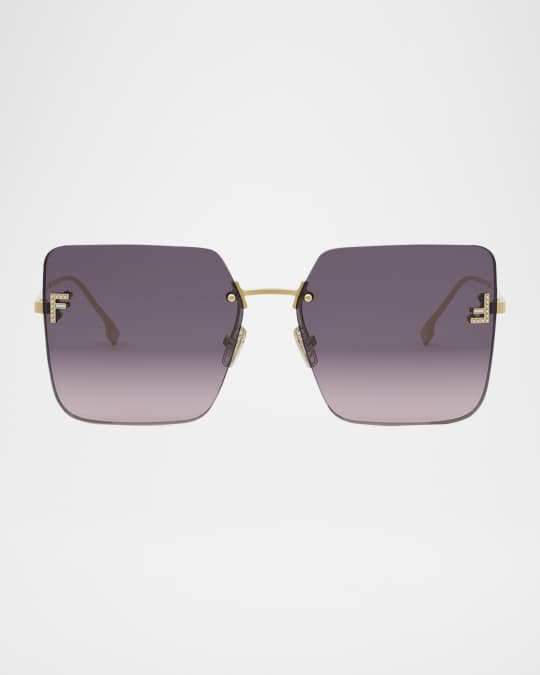 Fendi Oversized Rimless Square Metal & Nylon Sunglasses | Neiman