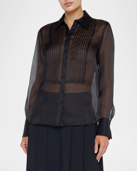 Divya Sheer Pintuck Tux Shirt