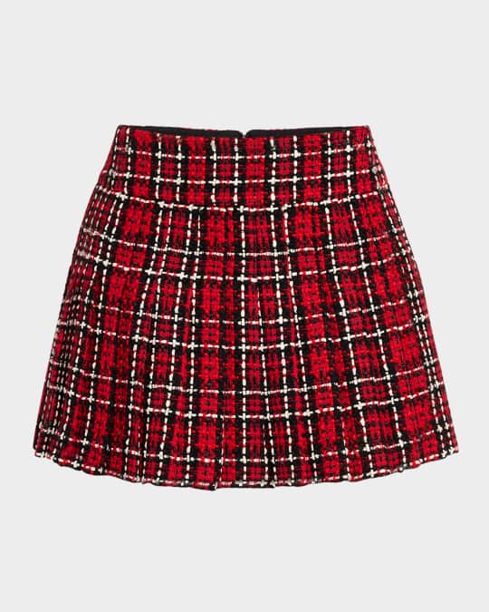 Alice Olivia Mera Plaid Pleated Mini Skirt Neiman Marcus