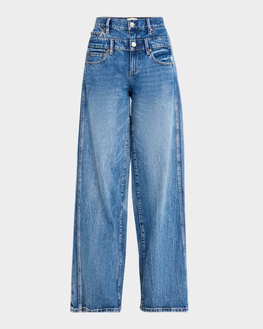 お洒落☆【Alice+Olivia】ローライズ ワイドレッグ デニムパンツ Alice + Olivia High-Rise Double Waistband Cool Jeans