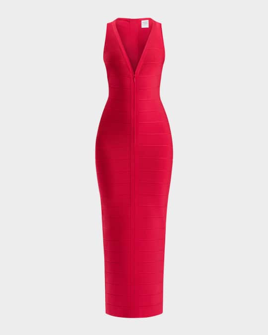 Sol V-Neck Racerback Zipper Bandage Gown