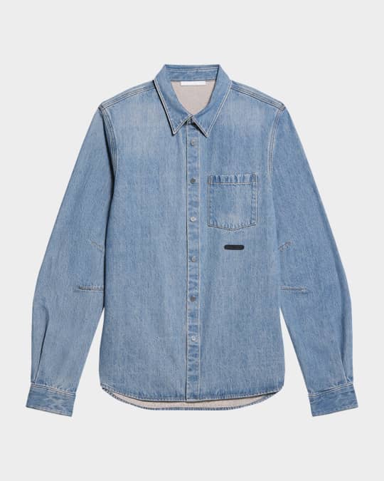 Men's Curved Denim Snap-Front Shirt