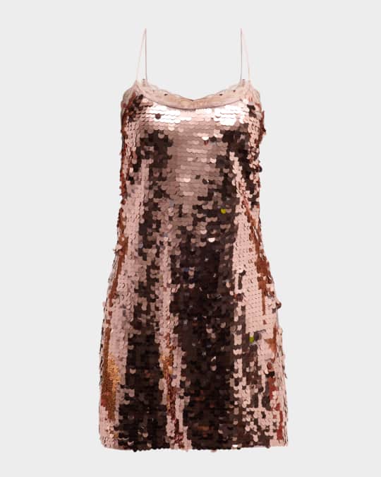 Grecia Sequin Spaghetti-Strap Mini Dress